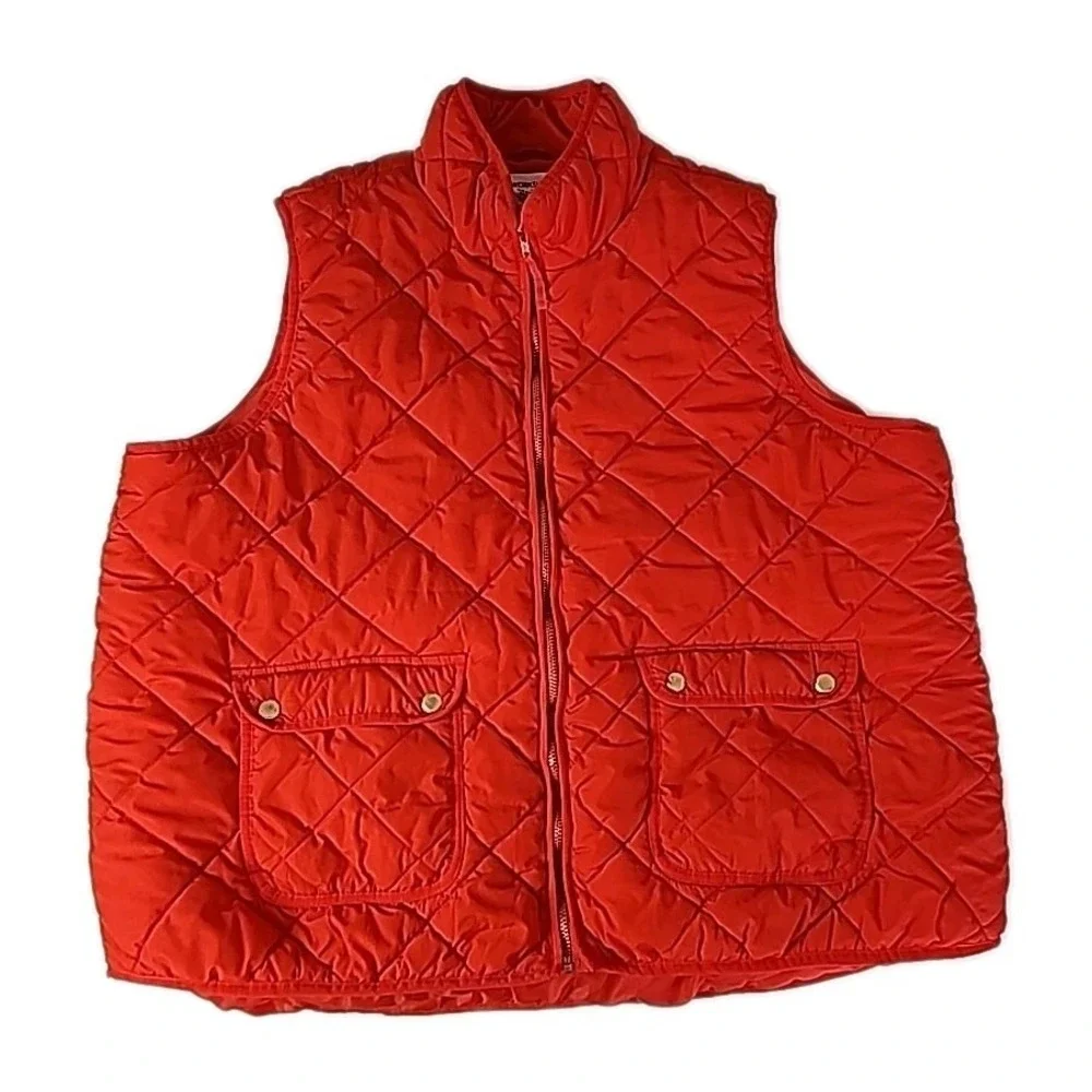 Workshop Republic Clothing Women's 3X Red Quilted Puffer Vest Full Zip Pockets
